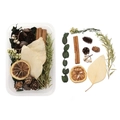 Detail of DIY set with dried pine cones, lemon slices, cinnamon sticks and green leaves - Boxed Style 04