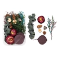 Flat lay of natural dried flowers, pine cones and eucalyptus for DIY aromatherapy crafts - Boxed Style 06