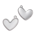 Dettaglio di ciondoli a forma di cuore in acciaio inossidabile per collane DIY - Cuore con Design a Scanalatura di Contorno (977# Acciaio)