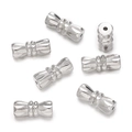 Macro view of six textured silver copper screw clasps for DIY necklace jewelry making - Silver