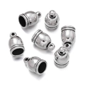 Polished silver zinc alloy bell-shaped cord ends with rings for DIY jewelry making - 4736# Antique Silver / 7.5x12mm
