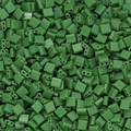 Macro detail of muted green dual-hole square Tila glass beads for jewelry making - Large (100 Pieces/Pack) / Green