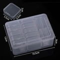 Detail view of 14-grid clear plastic storage box showing precise dimensions 16.5x12x6cm - Transparent Multi Grid Style (AC4260)