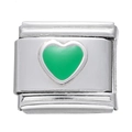 Maillon de bracelet italien en acier inoxydable avec cœur en émail vert pour DIY - Module Cœur en Acier Inoxydable / Vert