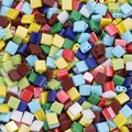 Primer plano de cuentas Tila de vidrio coloridas con dos agujeros para joyería DIY - Grande (Paquete de 100) / Multicolor