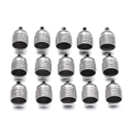 Detailed close-up of zinc alloy end caps with textured stripes for DIY jewelry making - 889# Antique Silver