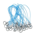 Makroaufnahme hellblauer gewebter Handy-Lanyards mit silbernen Metallsteckern für DIY-Projekte - Länge ca. 6cm / See Blau