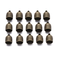 Macro detail of 15 bronze bell-shaped tassel end caps for DIY jewelry and crafts - 889# Antique Bronze