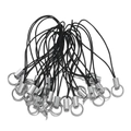 Detailansicht von schwarzen Nylon-Kordeln mit silbernen Metallringen und Legierungshülsen - Länge ca. 6cm / Schwarz