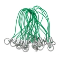 Detailansicht grüner gewebter Nylon-Handybänder mit silbernen Legierungs-Karabinerhaken - Länge ca. 6cm / Dunkelgrün