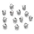 Macro shot of silver textured CCB lantern spacer beads with vertical striped pattern - Striped Abacus Bead (White K02) / 10pcs/Pack / Silver