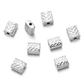 Detailed view of silver Celtic knot square spacer beads for DIY jewelry making - Celtic Knot Square (White K03) / 10pcs/Pack / Silver