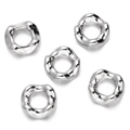 Cinco cuentas CCB onduladas e irregulares en plata espejada para crear joyas DIY - Anillo de Onda Irregular (White K16) / 10 unidades/Paquete / Plateado