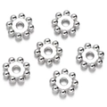 Vista detallada de espaciadores de cuentas plateadas pulidas para joyería DIY y cuentas - Anillo de Pétalo Pulido (White K19) / 10 unidades/Paquete / Plateado