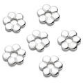 Detalle de cuentas espaciadoras plateadas en forma de flor de seis pétalos para bisutería - Espaciador de Pétalos Llenos (White K20) / 10 unidades/Paquete / Plateado