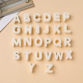 Set of 26 cream white acrylic alphabet beads with 3D design for DIY jewelry making - M / 10 Pieces Pack / White