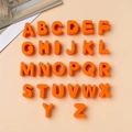 Set of 26 bright orange acrylic large hole alphabet beads with a 3D polished finish - M / 10 Pieces Pack / Orange