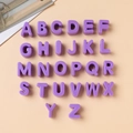 Set of 26 purple 3D acrylic large hole letter beads for DIY jewelry and education - M / 10 Pieces Pack / Purple