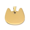 Polierte goldene Katzen-Edelstahl-Haustiermarke mit glänzendem Metallic-Finish - Katzen-Stil / 23x25mm (1 Stück/Packung) / Gold