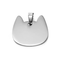 Polierter silberner Haustiermarke in Katzenform aus Edelstahl mit glatter Oberfläche - Katzen-Stil / 23x25mm (1 Stück/Packung) / Stahlfarben