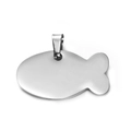 Polierte fischförmige Haustiermarke aus Edelstahl mit Glanzeffekt und Aufhängung - Kleiner Fisch / 17*30mm (1 Stück/Packung) / Stahlfarben