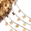 Golden DIY jewelry chain with textured heart pendants for fashion accessories - Peach Piece Hanging Chain KC (8.5x10mm)