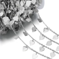 Silver metal chain with etched heart charms on a spool for DIY jewelry making - Peach Piece Hanging Chain White K (8.5x10mm)