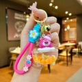 Llavero de oso Lotso luminoso con purpurina líquida y estrellas en color rosa - Oso De Fresa De Pvc Que Brilla En La Oscuridad [bañera Naranja]