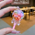 Pastel macaron beads inside lollipop acrylic keychain pendant for bag decoration - No Keychain / Pink Color Bean Lollipop