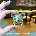 Panda-Bär Schlüsselanhänger aus Acryl mit flüssigem Goldstern-Glitzer und Ölfüllung - Hundekopf-Stil ohne Schnalle / Schwarz Gold Panda