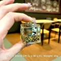 Panda acrylic liquid quicksand keyring ornament with gold stars and fluid motion - Without Buckle Large Square Style / Black Gold Panda