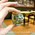 Panda Acryl Flüssigkeit Treibsand Schlüsselanhänger mit goldenen Sternen Anhänger - Ohne Schnalle Großer Quadratischer Stil / Schwarz Gold Panda