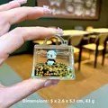 Panda Schlüsselanhänger aus Acryl mit goldenen Pailletten in Mini-Handtaschenform - Ohne Schnalle Handtaschen Stil / Schwarz Gold Panda
