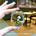 Nahaufnahme Panda Schüttel-Schlüsselanhänger mit Sternen und Perlen, 4,6x2,8x5cm - Ohne Schnalle Wecker Stil / Schwarz Gold Panda