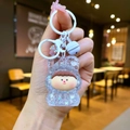 Detail of glitter rabbit liquid keychain with inner fluid and colorful sequins - Color Hardware Style / White