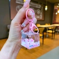 Porte-clés Capybara rose avec paillettes liquides et figurines de porcelets mignons - Matériel Coloré [Rose Allongé] Capybara Grand Cube