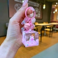 Porte-clés Capybara en acrylique rose avec cube pailleté et clochette pour sacs - Matériel Coloré [Orange Rose] Capybara Grand Cube