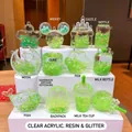 Porte-clés en acrylique vert lumineux avec des motifs créatifs de Mickey et châteaux - Perle de Bulle Lumineuse Verte