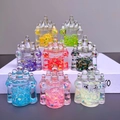 Porte-clés château liquide coloré avec paillettes d'étoiles en huit couleurs variées - Château