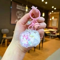 Porte-clés TV rose avec perles colorées et paillettes dans un boîtier acrylique - Style Fermoir Mousqueton / Blanc