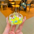 Luminous snowflake television liquid sand keychain with colorful beads and star sequins - Quicksand TV / No Buckle (Yellow)