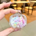Cute liquid sand earphone case with colorful beads and white snowflake sequins decoration - Quicksand TV / No Buckle (White)
