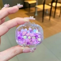 Purple quicksand keychain charm with snowflakes and colorful beads in a mini TV bottle - Quicksand TV / No Buckle (Purple)