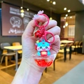 Blue dragon keychain with a transparent ingot base and red lucky charms for wealth - Blue (Red Hardware)