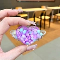 Cute purple heart pendant with wings and snowflake glitter for creative decoration - Purple without Buckle