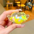 Cute heart winged keychain with yellow liquid and colorful macaron beads filling - Yellow (Without Buckle)