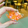 Luminous orange heart-shaped wing charm with colorful beads and snowflake fillers - Orange Pendant Only