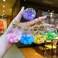 Acrylic seashell liquid sand keychains with glitter and starfish in five vibrant colors - Mixed Colors Shell With Golden Hardware
