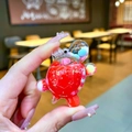 Detail of transparent mini turtle liquid sand charm with red fluid and glitter - Small Milk Bean Turtle / 1 Piece / Red