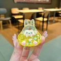 Porte-clés lapin jaune étincelant en acrylique avec paillettes et remplissage brillant - Jaune (Sans Crochet)